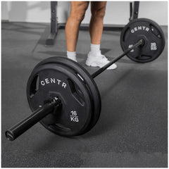 Centr 136kg Rubber Olympic Weight Set With Bar