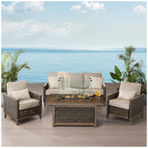 Agio Prairieview Woven Fire High 7 Piece Dining Set