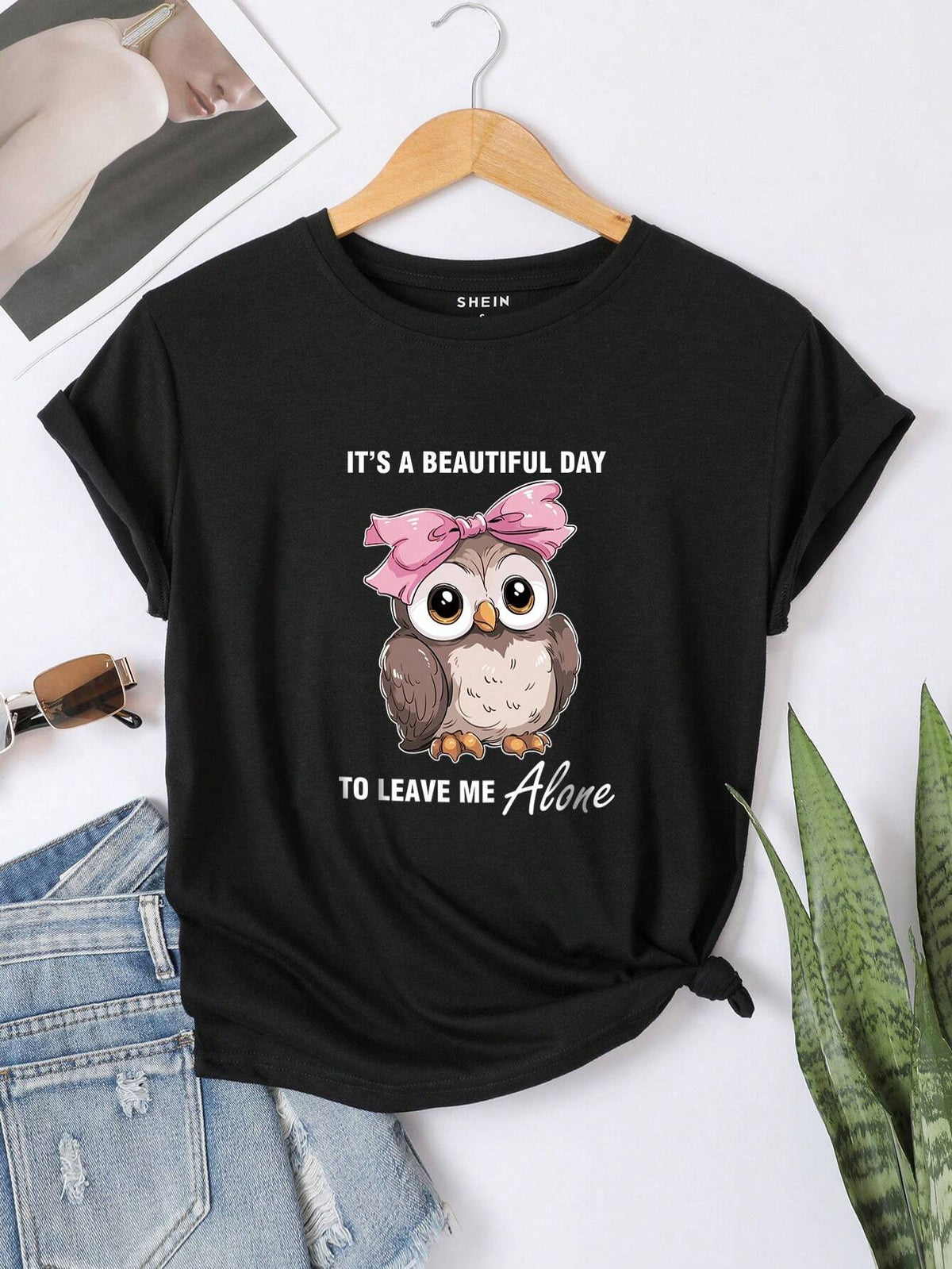 Owl And Slogan Graphic Tee