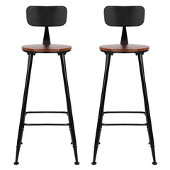 Artiss Vintage Industrial Bar Stool Walnut 2 Pack