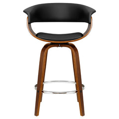 Artiss Bar Stool Fixed Leather Back Wooden Black