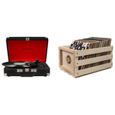 Crosley Cruiser Deluxe Portable Turntable Black with Free Record Storage Crate
