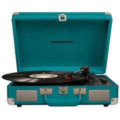 Crosley Cruiser Deluxe Portable Turntable Teal with Free Record Storage Crate