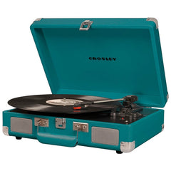 Crosley Cruiser Deluxe Portable Turntable Teal with Free Record Storage Crate