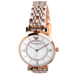 Emporio Armani Gianni T-Bar Rose Gold Stainless Steel Luxury Woman's Watch AR19095
