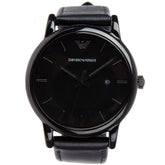 Emporio Armani Three Hand Date Black Leather Men's Watch AR1732