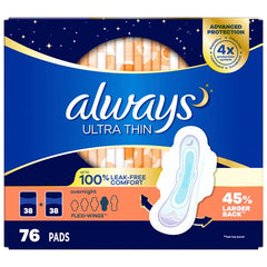 Always Ultrathin Overnight Pads 76 Count