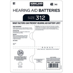 Kirkland Signature Hearing Aid Batteries Size 312 2 x 48 Pack