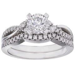 18KT White Gold 1.05ctw Diamond Bridal Ring Set