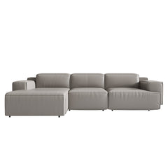 Valencia Valentina Leather Recliner Sectional Lounge With Left Chaise Light Grey