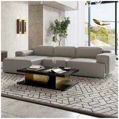 Valencia Valentina Leather Recliner Sectional Lounge With Left Chaise Light Grey