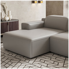 Valencia Valentina Leather Recliner Sectional Lounge With Left Chaise Light Grey