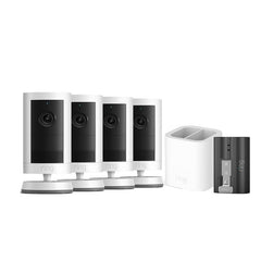 Ring Outdoor Camera Plus 2K Battery White 4 Pack Dual Battery Charging Station And Quick Release Battery Pack B0FH4HDVSV