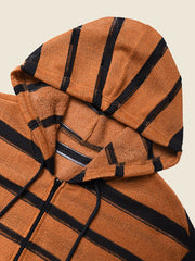 Stripe Pattern Knit Zip Front Long Sleeve Crop Cardigan