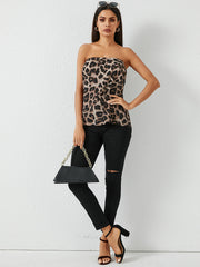 Leopard Backless Tube Sexy Tank Top