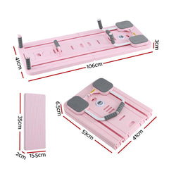 Everfit Pilates Board Foldable Reformer Multi Functional Exercise Trainer Pink