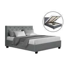 Artiss Bed Frame Double Size Gas Lift Grey VILA