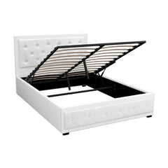 Artiss Bed Frame Double Size Gas Lift White TIYO