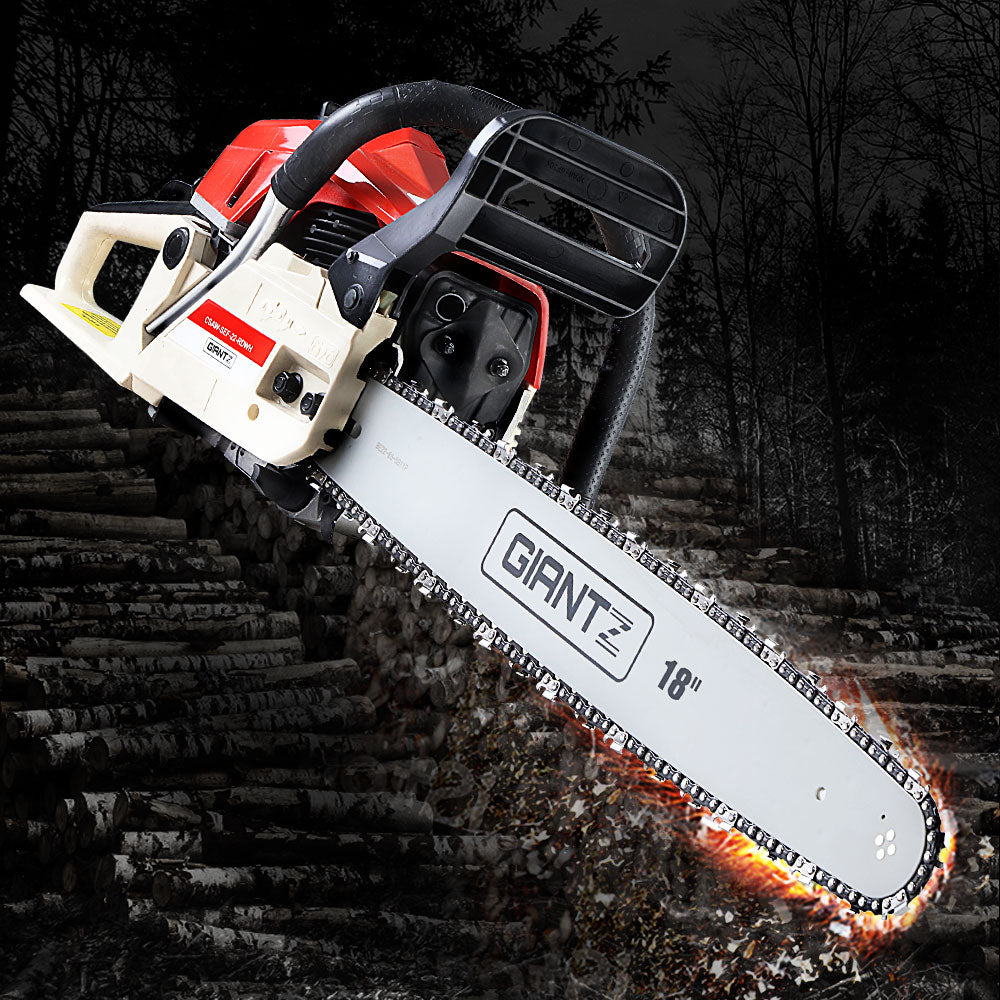 Giantz Chainsaw Petrol 75CC 18" Bar Commercial E-Start Pruning Chain Saw