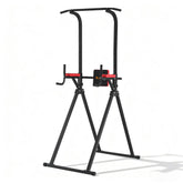 Everfit Chin Up Tower Pull Up Station Adjustable Dip Station Folding Home Gym Black