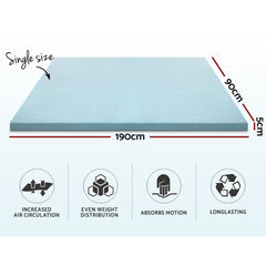 Giselle Bedding Memory Foam Mattress Topper Cool Gel 5cm Single