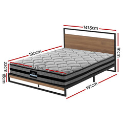 Artiss Metal Bed Frame Double Size Beds Platform with Mattress