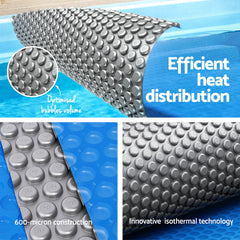 Aqua Buddy Pool Cover 600 Micron 11x6.2m w/ Roller 6.55m Swimming Pools Solar Blanket