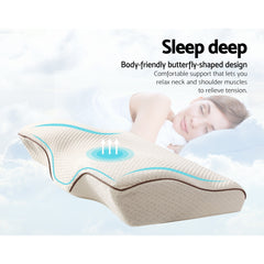 Giselle Memory Foam Pillow Neck Cervical Butterfly Ergonomic Support White