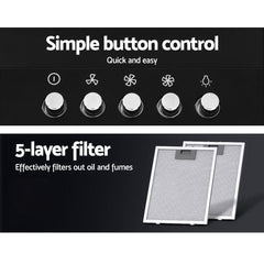 Devanti 600mm Range Hood 60cm Rangehood Black