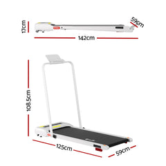 Everfit Treadmill Electric Walking Pad Incline Under Desk 380mm White