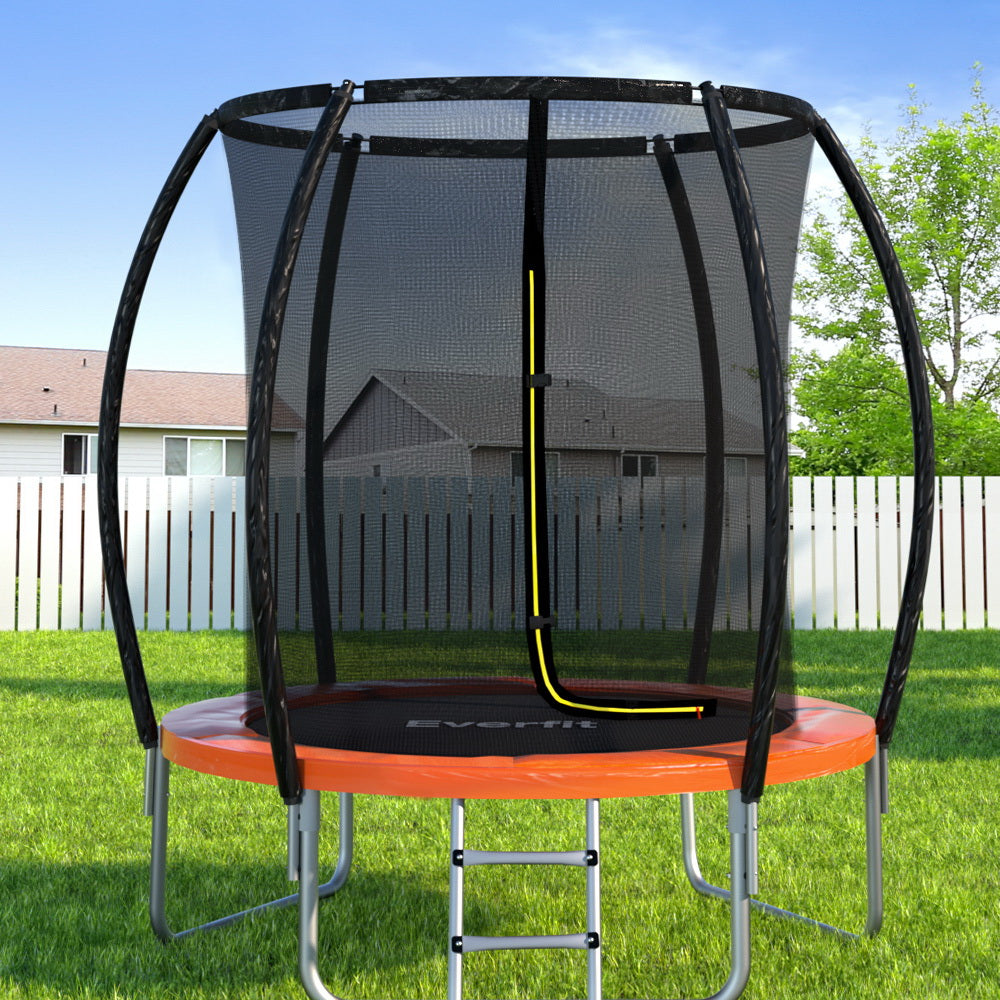 Everfit 6FT Trampoline for Kids w/ Ladder Trampoline Enclosure Safety Net Rebounder Orange