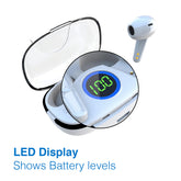 Laser TWS Earbuds with LED Display - White