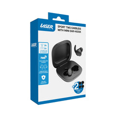 Laser Sport TWS Earbuds with Mini Ear-Hook Black