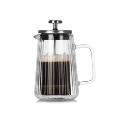 French Press Coffee Maker Double-Layer Glass Coffee Maker Ribbed Coffee Maker - Clear - Size 350ML