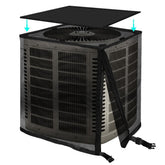 26.5*26.5*29in 2 in 1 Air Conditioner Cover for Outside, All Seasons Outdoor Air Conditioner Cover with Waterproof Top, Mesh AC Unit Cover Against Cottonwood, Leaves, Snow, Anti-UV - Black