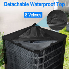 32*32*36in 2 in 1 Air Conditioner Cover for Outside, All Seasons Outdoor Air Conditioner Cover with Waterproof Top, Mesh AC Unit Cover Against Cottonwood, Leaves, Snow, Anti-UV - Black