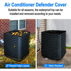 36*36*39in 2 in 1 Air Conditioner Cover for Outside, All Seasons Outdoor Air Conditioner Cover with Waterproof Top, Mesh AC Unit Cover Against Cottonwood, Leaves, Snow, Anti-UV - Black