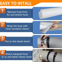 1Pack Portable AC Hose Insulation Sleeve, Portable Air Conditioners Insulated Hose Cover Wrap, Fit 5" & 5.9" Diameter Exhaust Hose, Easy Installation with 3*Adjustable Buckle Straps - Gray