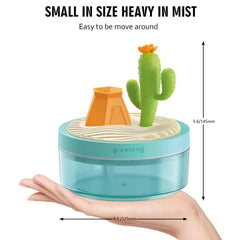Mini Portable Desktop Humidifiers for Bedroom,Small Humidifier with Cactus Landscape,Quiet,Cool Mist, Auto Off,7 Colors Night Light,320ml Air Humidifier Home Office Travel (GREEN)