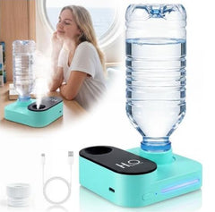 Cruise Humidifier Portable Humidifier for Travel – Whisper-Quiet Mini Humidifier Travel Humidifier for Cruise, Office or Car with Night Light, Auto-Off & 2 Mist Modes Water Bottle Humidifier - Blue - Size 10*3.5cm
