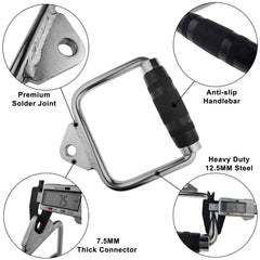 Solid D-Handle Cable Attachment for Home Gym & Cable Machine – Chrome-Finished Steel Bar with Anti-Slip Grip (Black) |