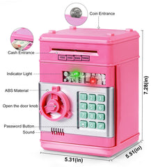 Smart ATM Piggy Bank with Password Lock & Coin Slot – Educational Money Box for Kids, Saves Coins & Bills (Pink) | Other Colors Available In-Store