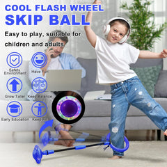 Skip Ball for Kids, Portable Foldable Colorful Flash Wheel Swing Ball Sports Fitness Toys for Girls & Boys, Toy for Kids & Adults. Gifts for Mom Women & Girls Toys Age 5-10 Years (Blue)