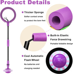 Skip Ball for Kids, Portable Foldable Colorful Flash Wheel Swing Ball Sports Fitness Toys for Girls & Boys, Toy for Kids & Adults. Gifts for Mom Women & Girls Toys Age 5-10 Years (Purple )