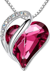Infinity Love Heart Necklace, Birthstone Necklace for Women, Jewelry for Women with Healing Crystals, Allergy Free Pendant Necklace-10b-October-Tourmaline Pink