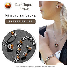 Infinity Love Heart Necklace, Birthstone Necklace for Women, Jewelry for Women with Healing Crystals, Allergy Free Pendant Necklace-15-Stress Relief-Dark Topaz Brown