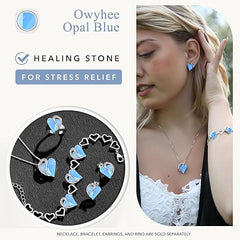 Infinity Love Heart Necklace, Birthstone Necklace for Women, Jewelry for Women with Healing Crystals, Allergy Free Pendant Necklace-18-Communication-Owyhee Opal Blue