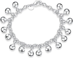 OSIRIDEH2 Bell Bracelet 925 Sterling Silver Bells Sounds Bead Chain Bracelet for Women Wedding Engagement Party Jewelry Jingling Bracelets bracelet