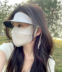 UV Face Cover UPF 50+ Women's Ice Silk Summer Breathable Full Face Sun Mask Outdoor Eye Protection Sunscreen Balaclava Hat Beige One Size