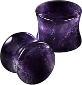 Organic Stone Amethyst Double Flared Saddle Ear Gauge Double Flare plugs Stretcher Lobe Earring Piercing Jewelry Choose Sizes 2pcs-00g (10mm)-Stone 2pcs-00g (10mm)-Stone